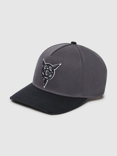 MONOGRAM EMBROIDERED BASEBALL CAP - DARK GREY / BLACK