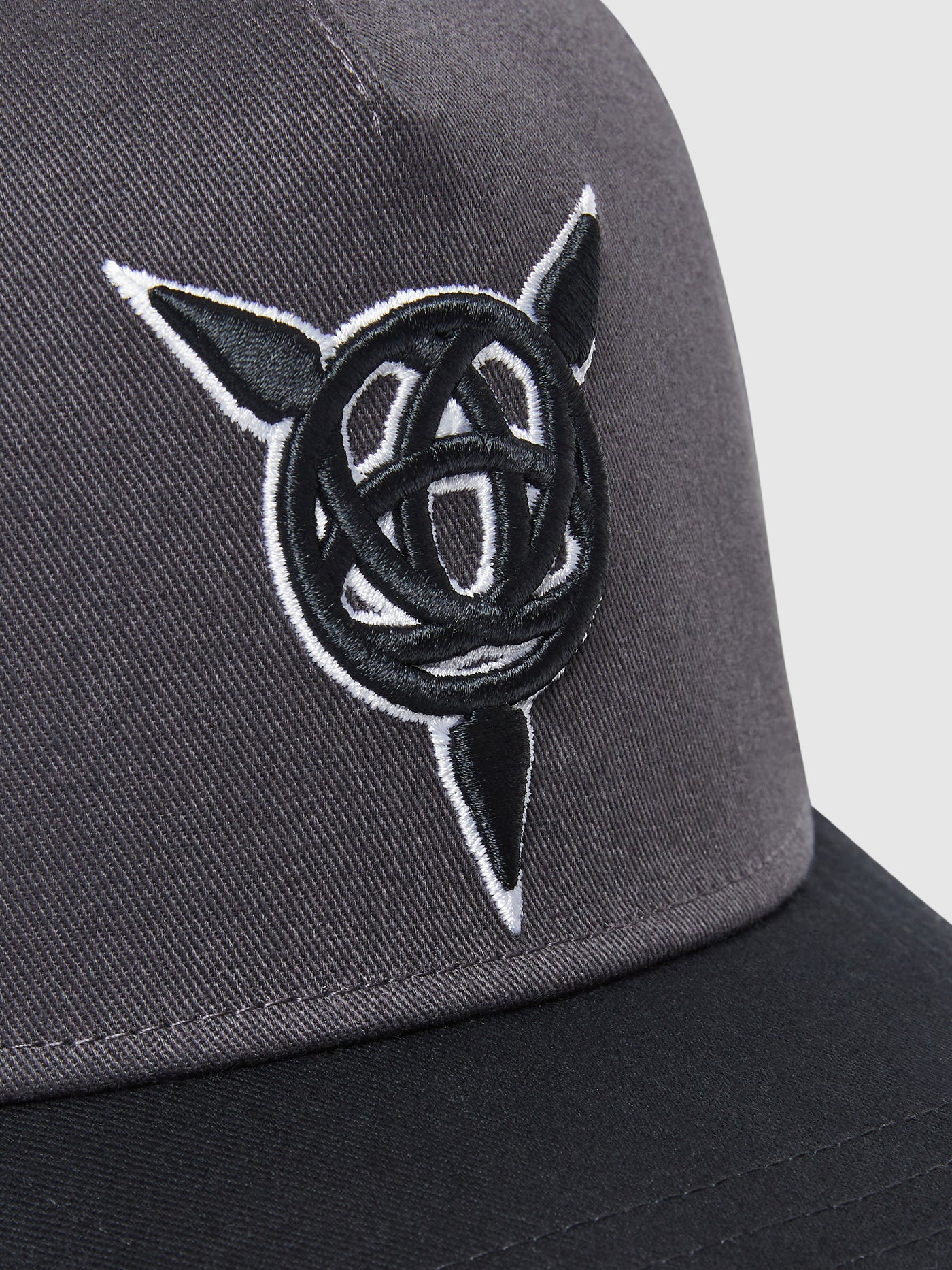 MONOGRAM EMBROIDERED BASEBALL CAP - DARK GREY / BLACK